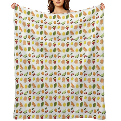 Fresh Fruit, Hand Drawn Fruit, Summer Fruit, Fruit All over Print Throw Blanket