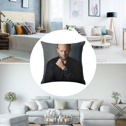 Jason Statham Linen Throw Pillow Cover