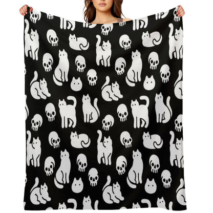 Cats And Skulls Pattern Throw Blanket