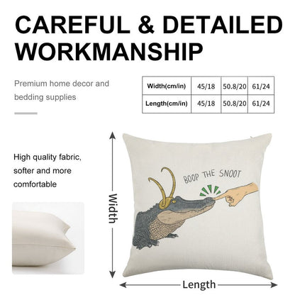 Alligator Loki Boop The Snoot Linen Throw Pillow Cover