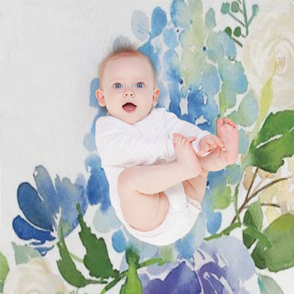 Blue Watercolor Hydrangea Throw Blanket