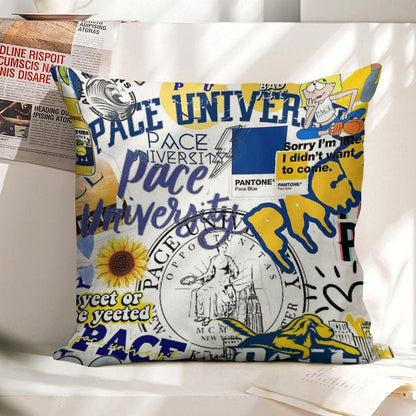 Pace University Collage Artwork Linen Throw Pillow Cover