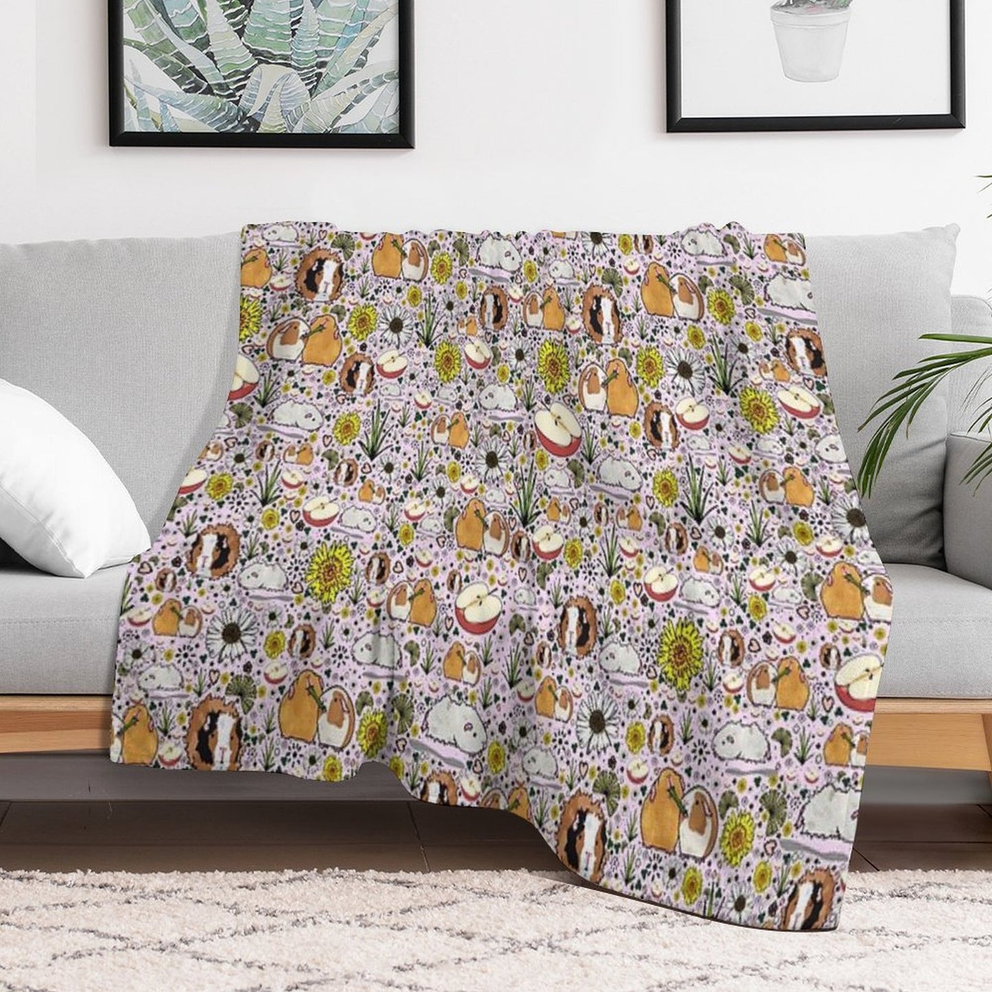 Guinea Pigs in Pink Throw Blanket