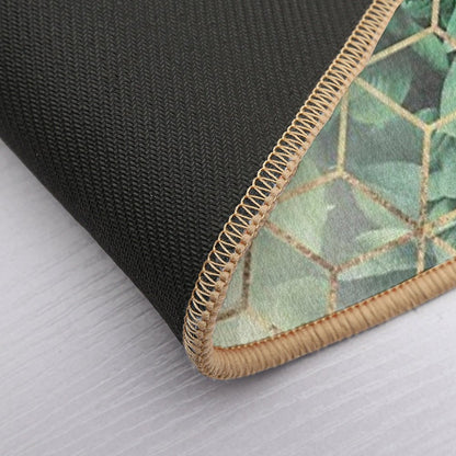 Leaves And Cubes Bath Mat