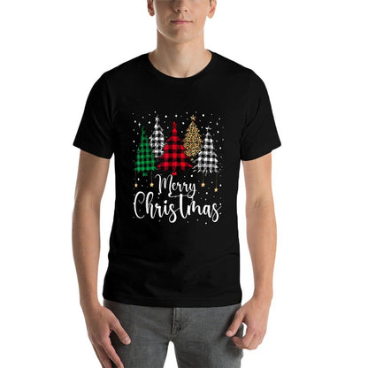 Merry Christmas Tree Buffalo Plaid Red White Green Xmas Pjs  Soft T-Shirt