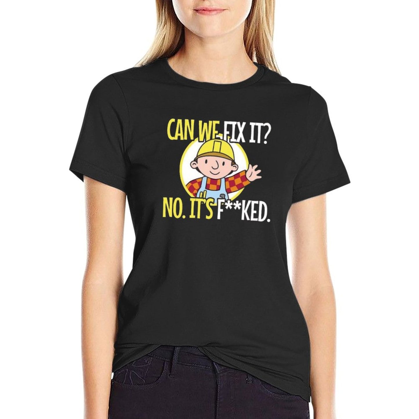 Can We Fix It Funny Repair Man  Heathered Texture T-Shirt
