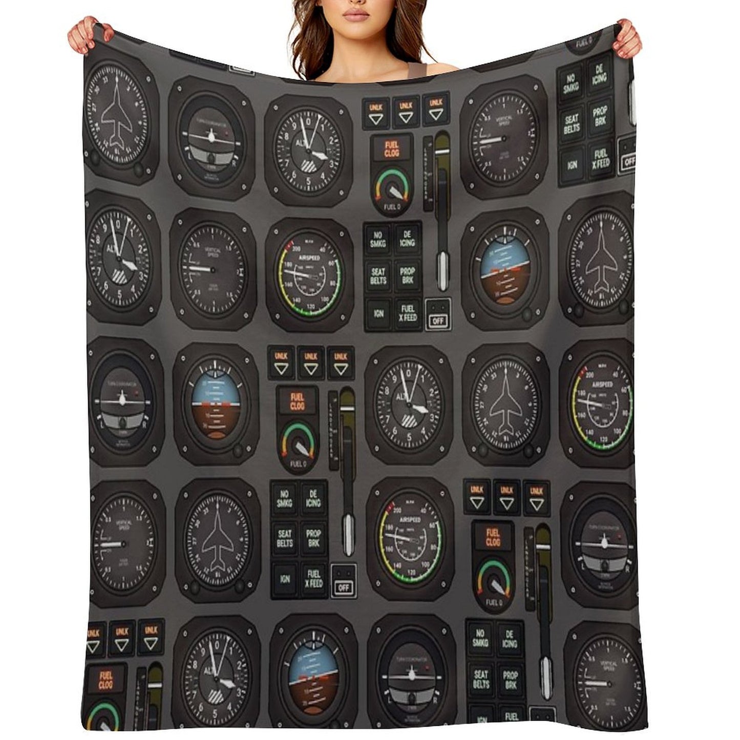 Pilot Flight Instruments Throw Blanket