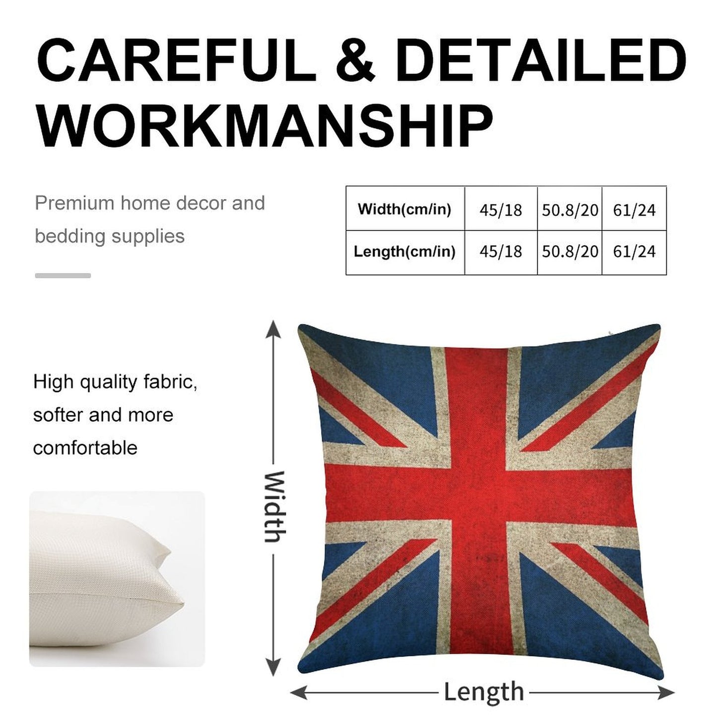 Old And Worn Distressed Vintage Union Jack Flag Linen Throw Pillow Cover