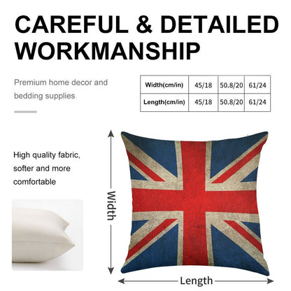 Old And Worn Distressed Vintage Union Jack Flag Linen Throw Pillow Cover