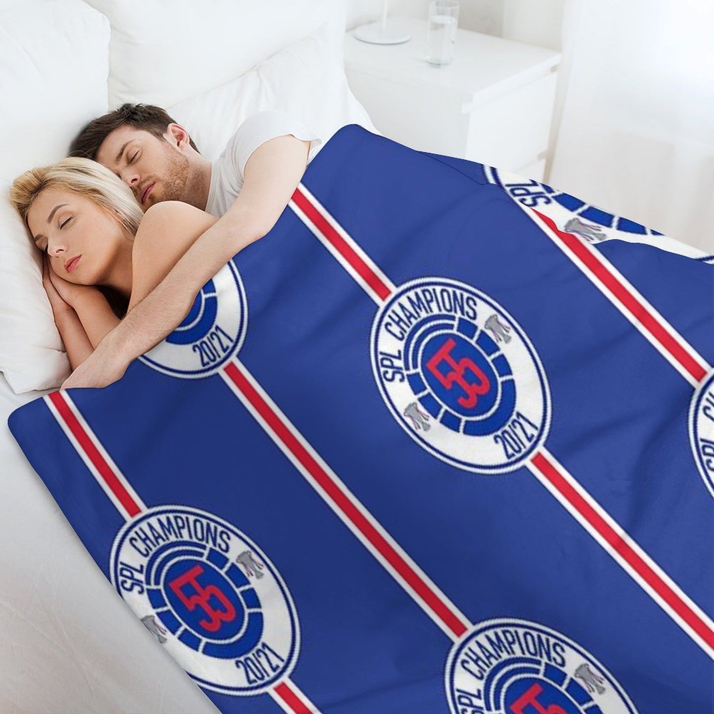 Rangers Fc Champions Mock Badge Design Throw Blanket