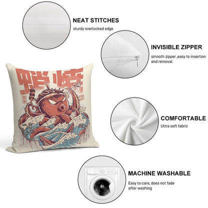 Takoyaki Attack Soft Washable Throw Pillow