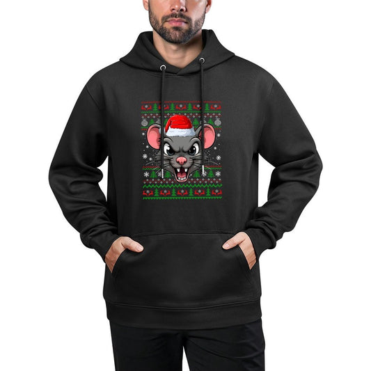 Rat Mouse Christmas Ugly Sweater Funny Rodent Head Xmas Sweatshirt Layering Staple Hoodie
