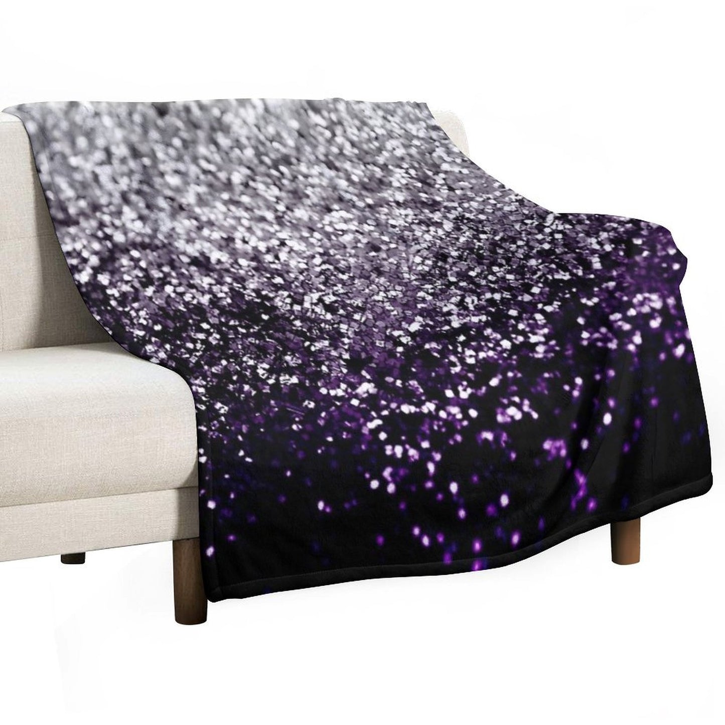 Dark Night Purple Black Silver Glam #1 (Photo of Glitter Only - Not Reflective) Throw Blanket
