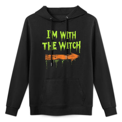 Im with The Witch Funny Halloween His And Her Gifts Relaxed Fit Hoodie