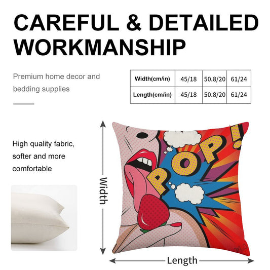 Pop Art Linen Throw Pillow Cover