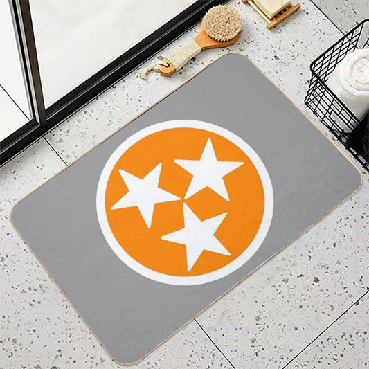 Orange & White Tri-Star Bath Mat