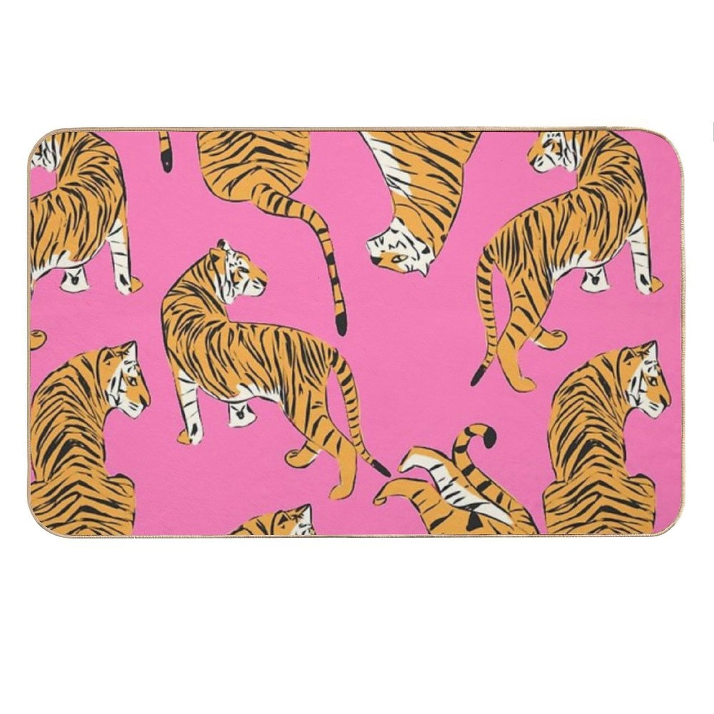 Pink Tiger Repeating Print- Preppy Modern Contemporary Bath Mat