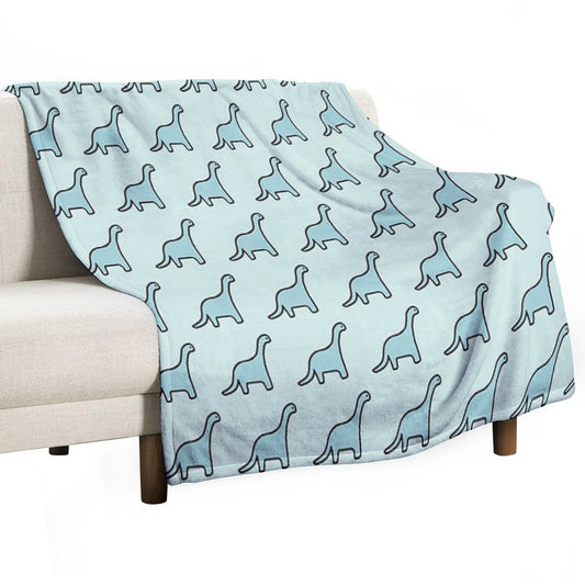 Brontosaurus Apatosaurus Brachiosaurus Blue Dinosaur Throw Blanket