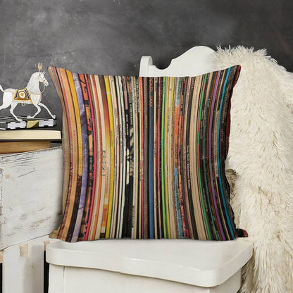 Record Collector Linen Throw Pillow Cover