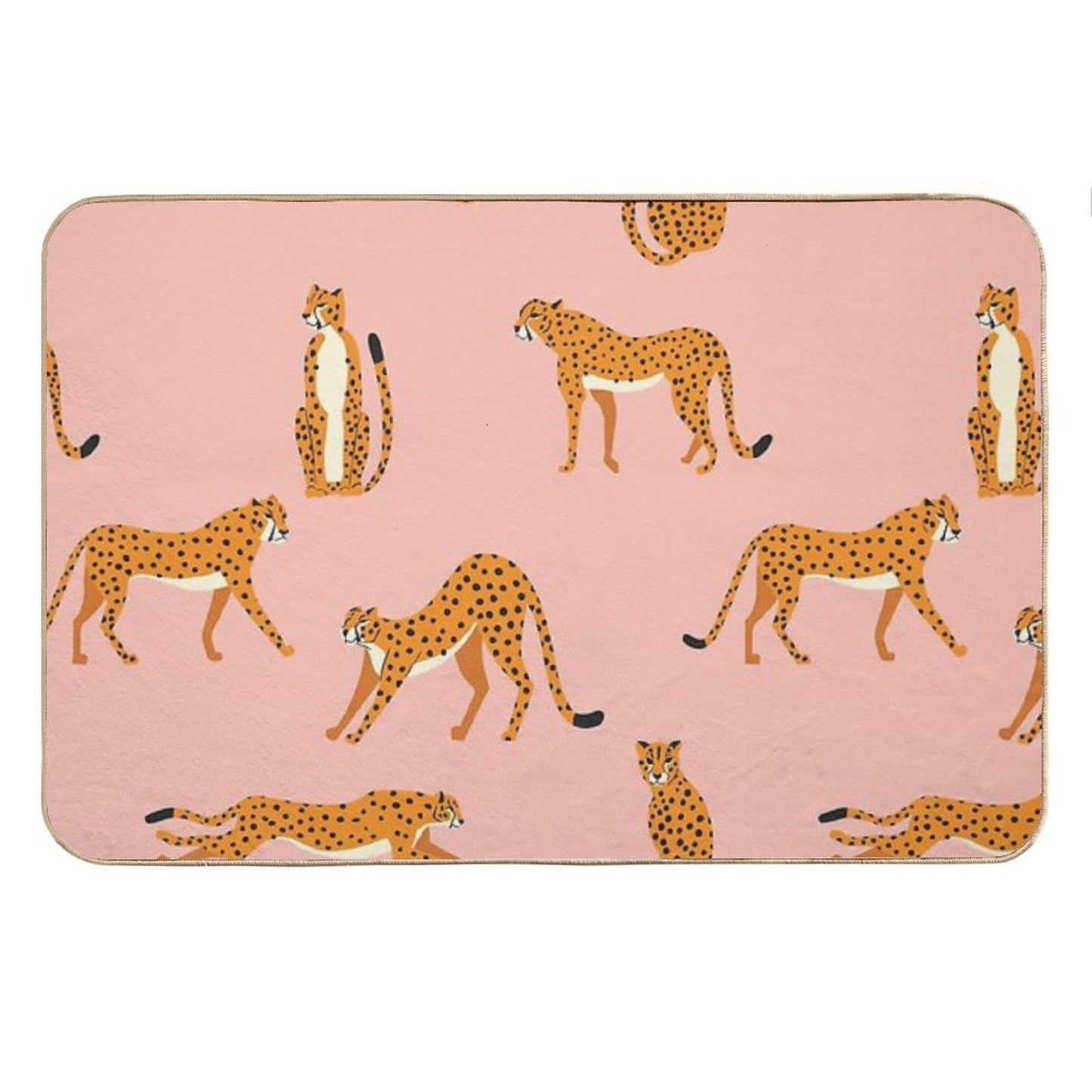 Cheetahs Pattern on Pink Bath Mat