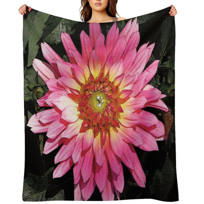 Pretty in Pink Blooming Flower Water Color Throw Blanket