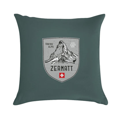 Zermatt Mountain Switzerland Emblem Soft Shrink-Resistant Throw Pillow