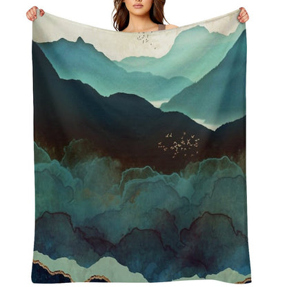 Indigo Mountains Throw Blanket