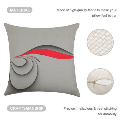 Grey And Red Linen Throw Pillow Cover