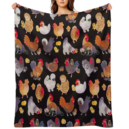 Chicken And Chick - Dark Throw Blanket