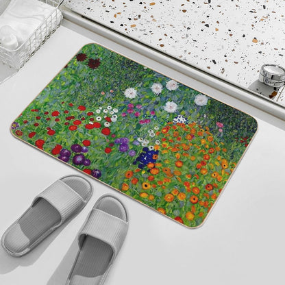 GUSTAV KLIMT  Vintage 1918 Bauerngarten Flower Garden Print Bath Mat