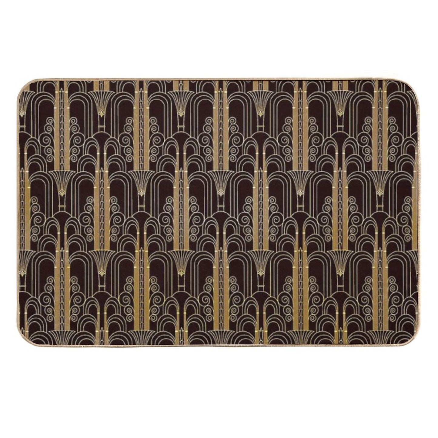 Glamorous Gold-Color Art Deco Pattern  Easy Maintenance Bath Mat