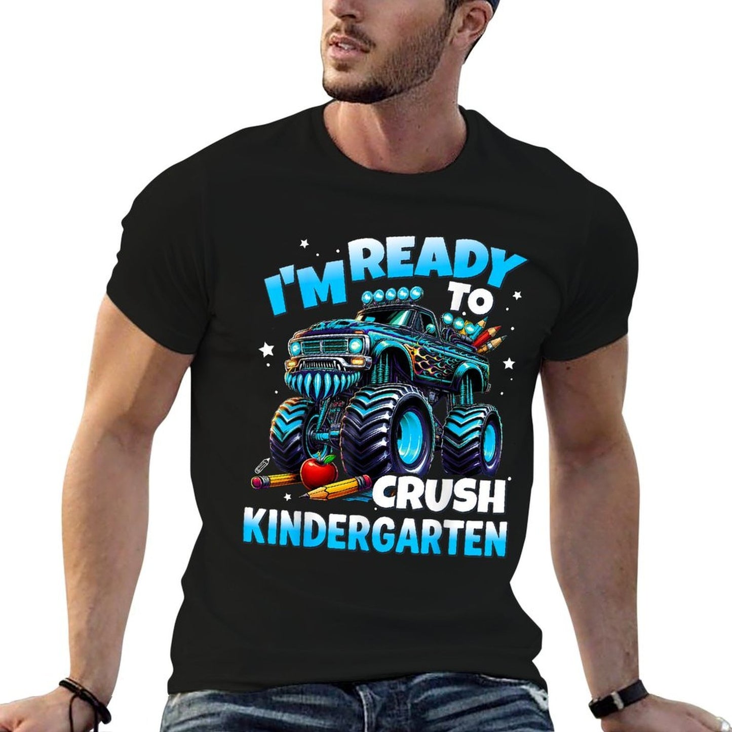 Im Ready To Crush Kindergarten First Day of Boys  Ribbed Collar T-Shirt