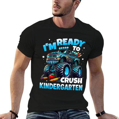 Im Ready To Crush Kindergarten First Day of Boys  Ribbed Collar T-Shirt