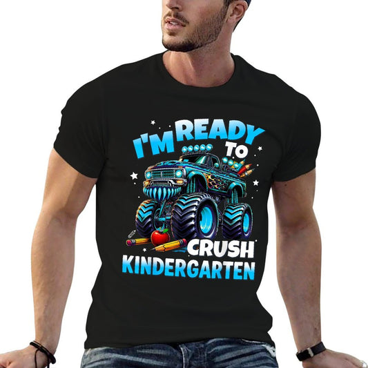 Im Ready To Crush Kindergarten First Day of Boys  Ribbed Collar T-Shirt