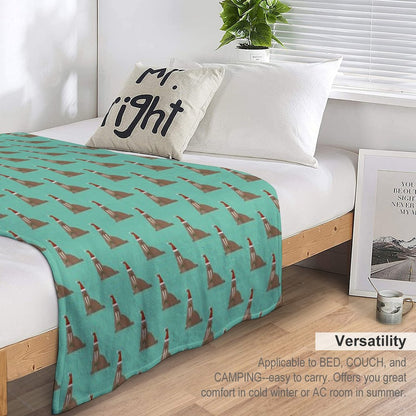 Christmas Walruses on Blue Throw Blanket