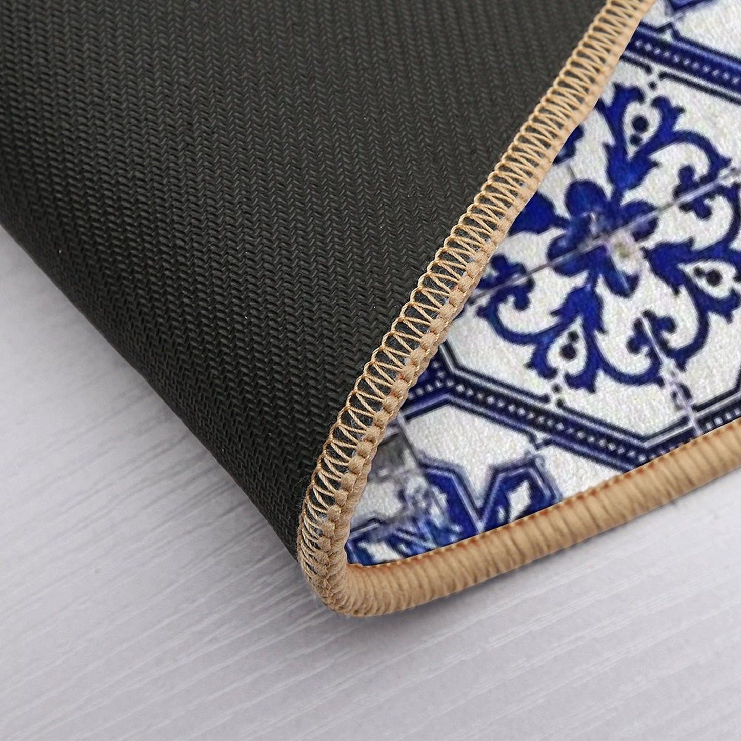 Blue And White Portuguese Tile Bath Mat