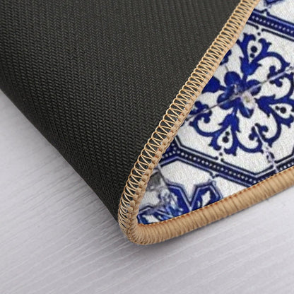 Blue And White Portuguese Tile Bath Mat