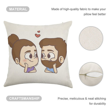 Together - Pibubear Linen Throw Pillow Cover