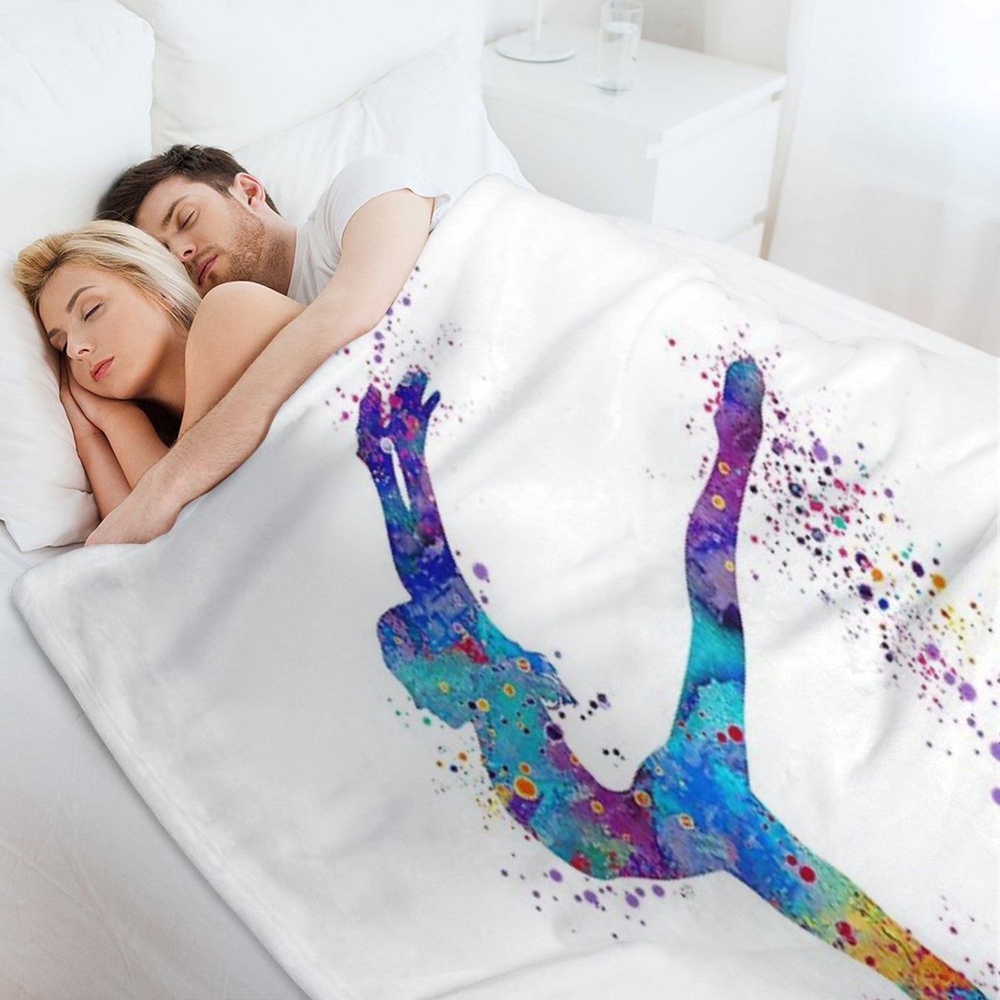 Girl Gymnastics Watercolor Silhouette Throw Blanket