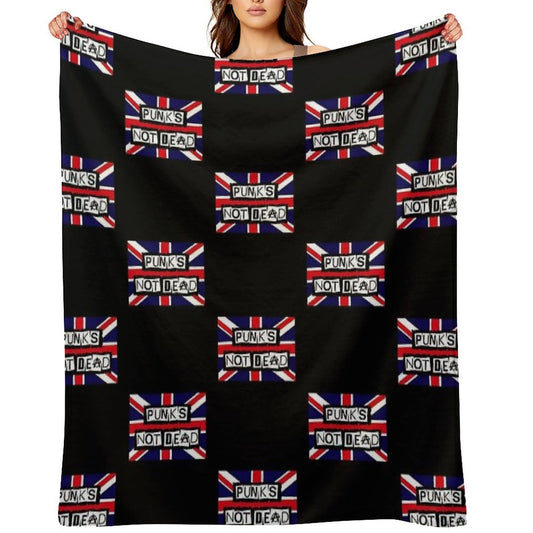 Union Jack. Punks Not Dead Throw Blanket