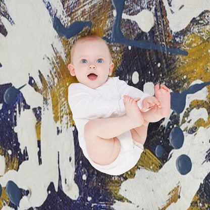 Blue And Gold Abstract Throw Blanket