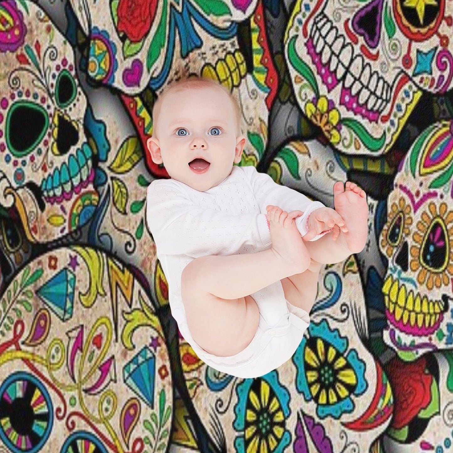 Sugar Skull Collage Throw Blanket