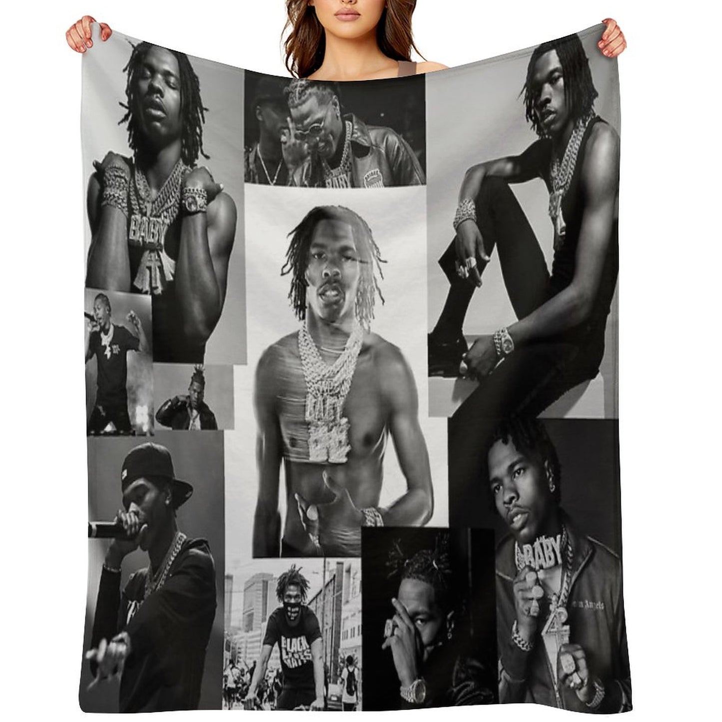 Lil Baby  B&W Collage Throw Blanket