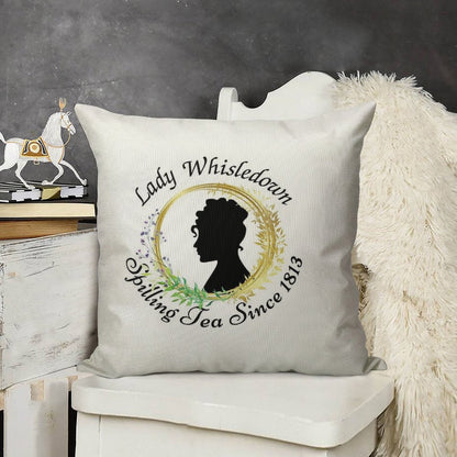 Lady Whisledown Society Paper Spilling The Tea Since 1813 Linen Throw Pillow Cover