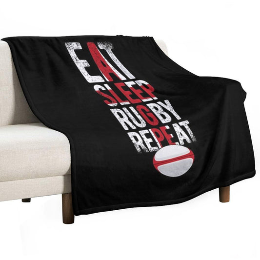 Eat Sleep Rugby Repeat England Rugby Throw Blanket