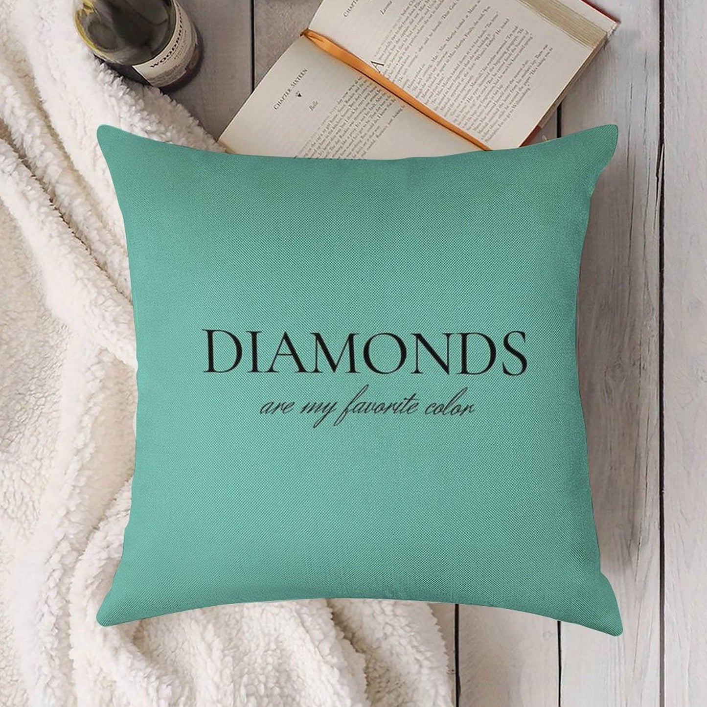 Diamonds Are My Favorite Color Linen Throw Pillow Cover