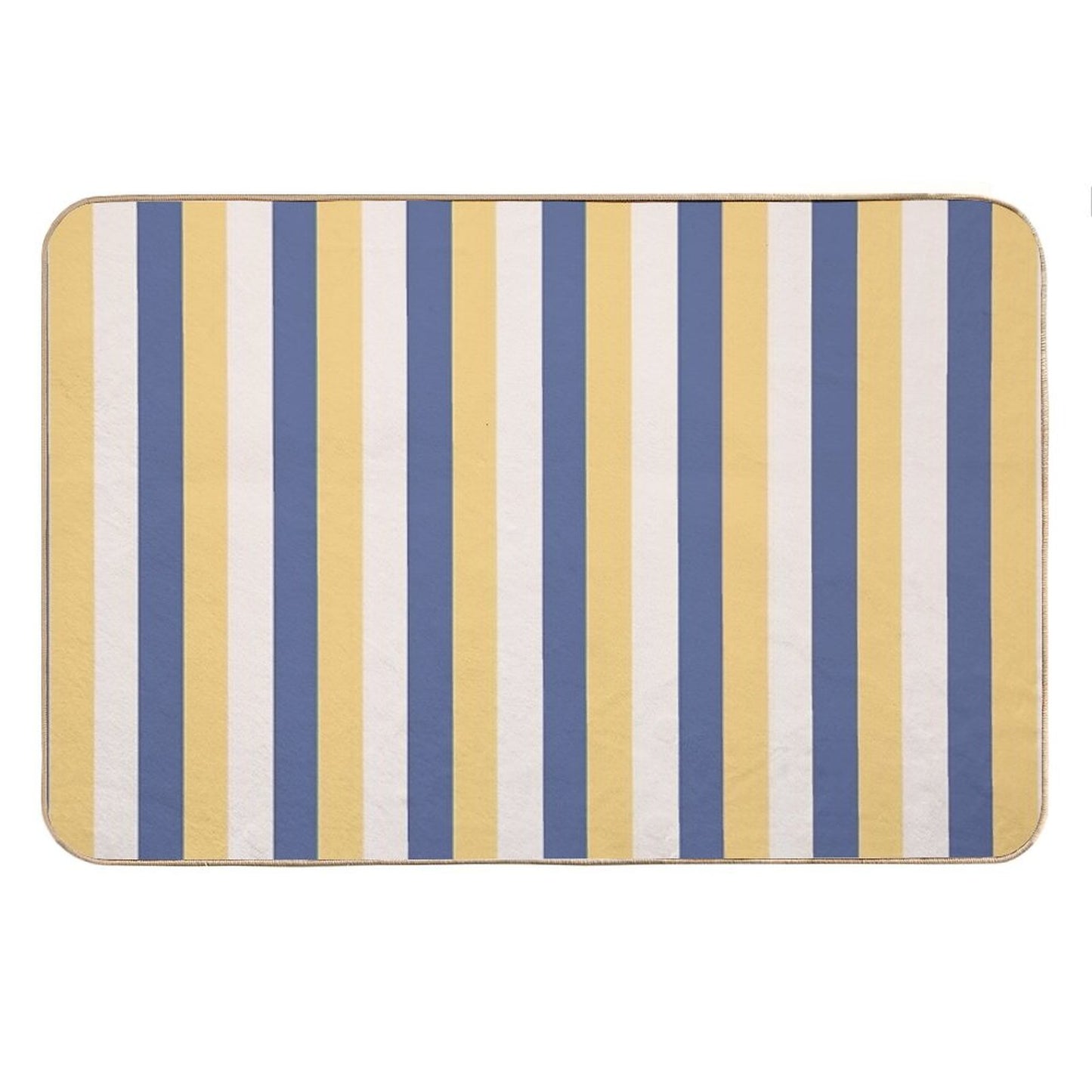 Blue Yellow Stripes - Striped Bath Mat