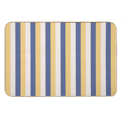 Blue Yellow Stripes - Striped Bath Mat