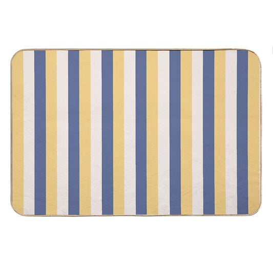 Blue Yellow Stripes - Striped Bath Mat