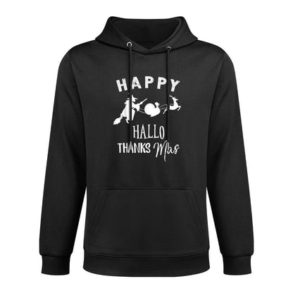 Happy Hallothanksmas Halloween Witch Thanksgiving Turkey Breathable Fabric Hoodie